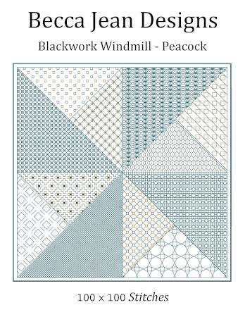 click here to view larger image of Blackwork Windmill - Peacock (chart)