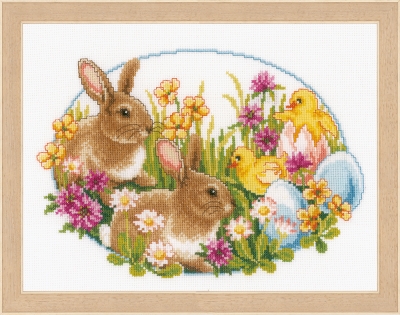 click here to view larger image of Rabbits and Chicks (counted cross stitch kit)