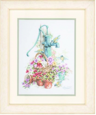 click here to view larger image of Water Pump with Birds (counted cross stitch kit)