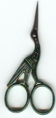 Premax 3.5in Stork Embroidery Scissors (Green Colors)