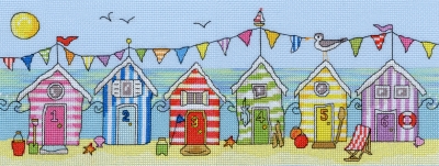click here to view larger image of Beach Hut Fun - Julia Rigby (counted cross stitch kit)