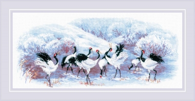 click here to view larger image of Japanese Cranes (counted cross stitch kit)