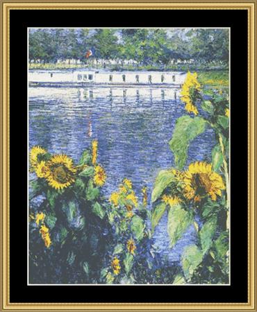 Sunflowers on the Bank of Seine - Monet