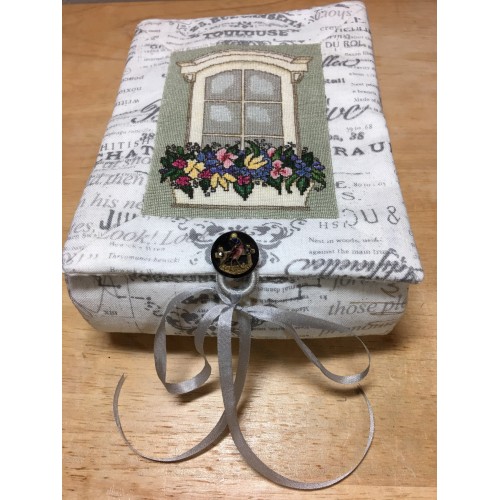 click here to view larger image of English Silk Window Flower-Box Toile Fabric-Created Box (counted cross stitch kit)