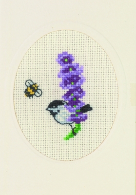 click here to view larger image of Lavender - Flower Card (counted cross stitch kit)