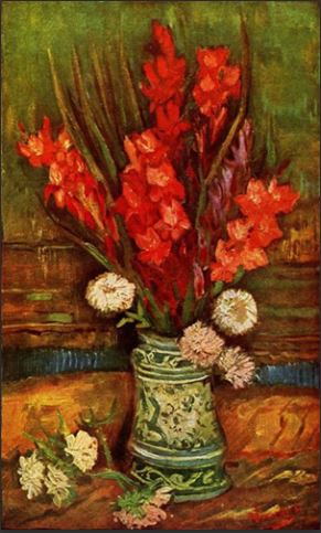 Vase with Red Gladiolas