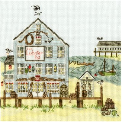 click here to view larger image of Lobster Pot, The - New England - Sally Swannell (counted cross stitch kit)