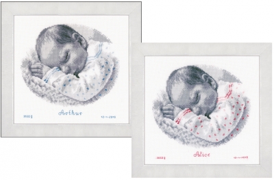 click here to view larger image of Sleeping Baby - Birth Announcement (counted cross stitch kit)