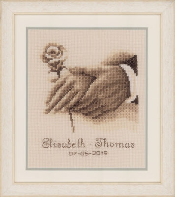 click here to view larger image of Wedding Rings - Wedding Announcement (counted cross stitch kit)