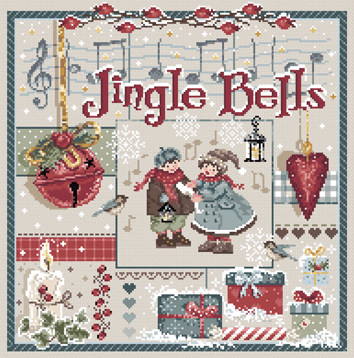 click here to view larger image of Jingle Bells KIT - Linen (counted cross stitch kit)