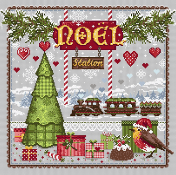 click here to view larger image of Noel Station KIT - Linen (counted cross stitch kit)