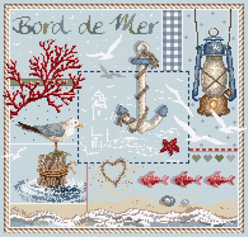 click here to view larger image of Bord de Mer KIT - linen (counted cross stitch kit)