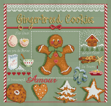 click here to view larger image of GingerBread KIT - Linen (counted cross stitch kit)