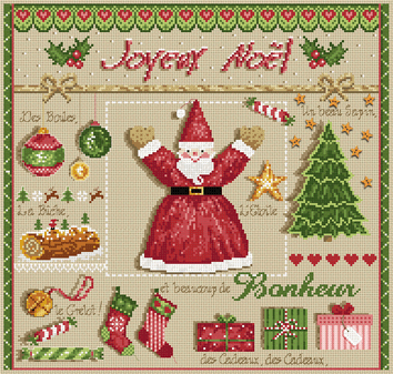 click here to view larger image of Joyeux Noël KIT - Linen (counted cross stitch kit)