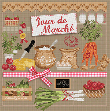 click here to view larger image of Jour de Marché KIT - Linen (counted cross stitch kit)