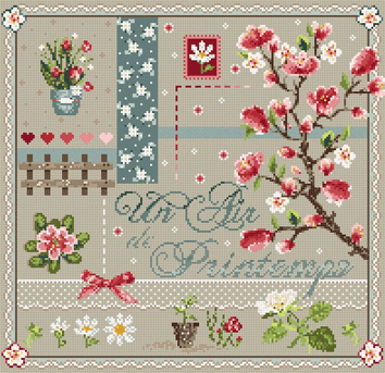 click here to view larger image of Un Air de Printemps KIT - Linen (counted cross stitch kit)