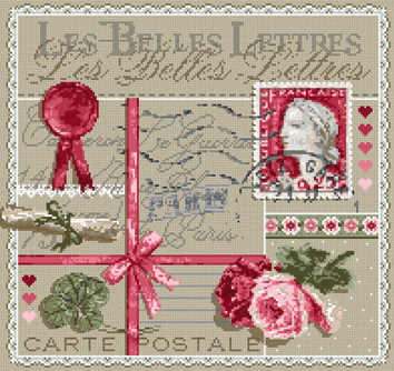 click here to view larger image of Les Belles Lettres KIT - Linen (counted cross stitch kit)