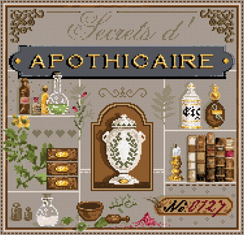 click here to view larger image of Secrets d'Apothicaire KIT - Linen (counted cross stitch kit)