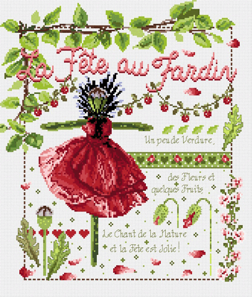 click here to view larger image of La Fête au Jardin KIT - Linen (counted cross stitch kit)