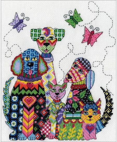 click here to view larger image of Patchwork Dogs (counted cross stitch kit)