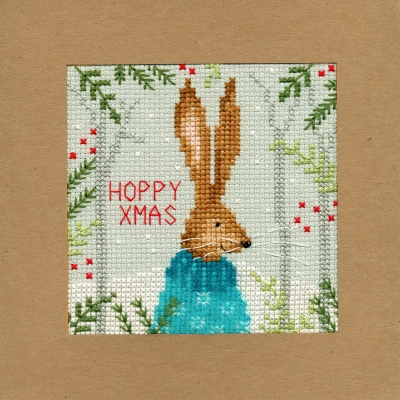 click here to view larger image of Xmas Hare - Christmas Card  (counted cross stitch kit)