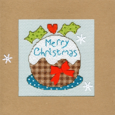 click here to view larger image of Snowy Pudding Christmas Card - Karen Tye Bentley (counted cross stitch kit)