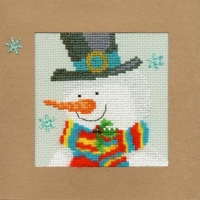 click here to view larger image of Snowy Man Christmas Card - Karen Tye Bentley (counted cross stitch kit)