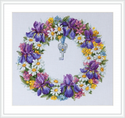 click here to view larger image of Wreath with Irises (counted cross stitch kit)