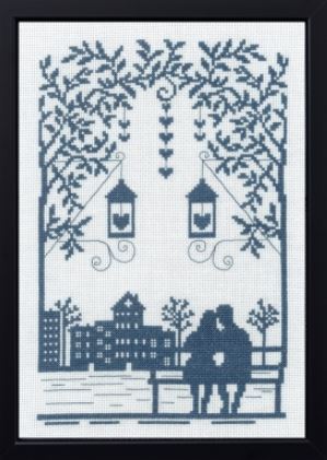 click here to view larger image of Couple on Bench (counted cross stitch kit)