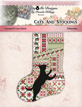 Cats and Stockings - Poinsettia