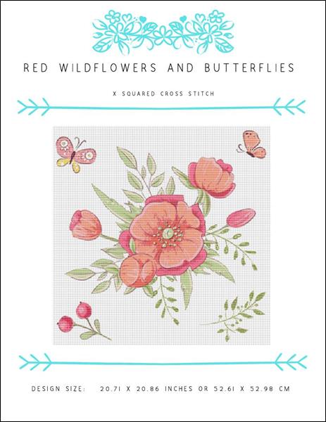 Red Wildflowers and Butterflies