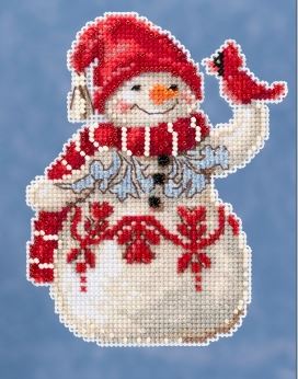 click here to view larger image of Snowman with Cardinal (counted cross stitch kit)