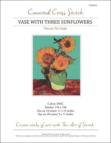 click here to view larger image of Vase with Three Sunflowers (chart)