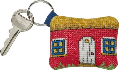 click here to view larger image of Key Chain - Red House (counted cross stitch kit)