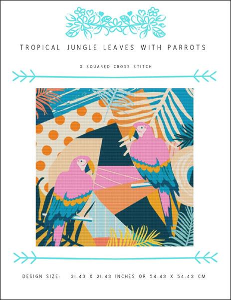 Tropical Jungle Leaves with Parrots