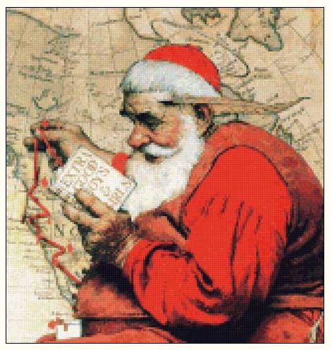 Santa at the Map (detail) - Norman Rockwell