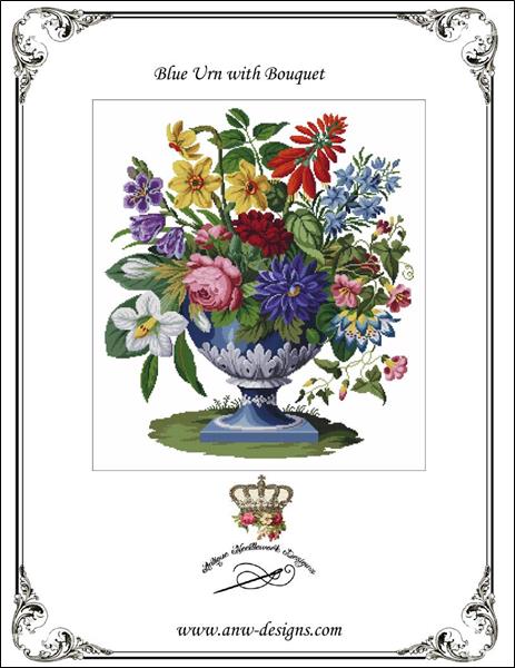 click here to view larger image of Blue Urn with Bouquet (chart)
