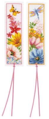 click here to view larger image of Bookmark Flowers (Set of 2) (counted cross stitch kit)