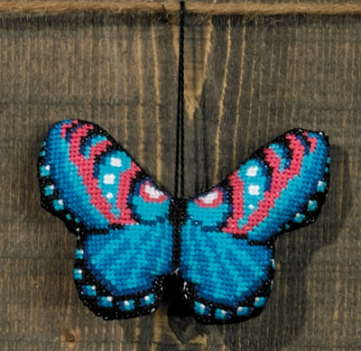 Blue Red Butterfly Ornament