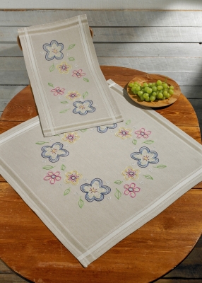 click here to view larger image of Flowers Naive Table Runner (top) (counted cross stitch kit)