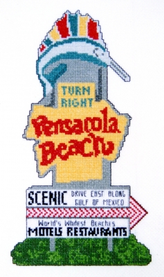 click here to view larger image of Pensacola Beach Sign (counted cross stitch kit)