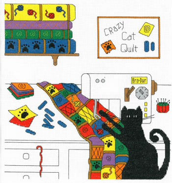 click here to view larger image of Crazy Quilt Cat (chart)