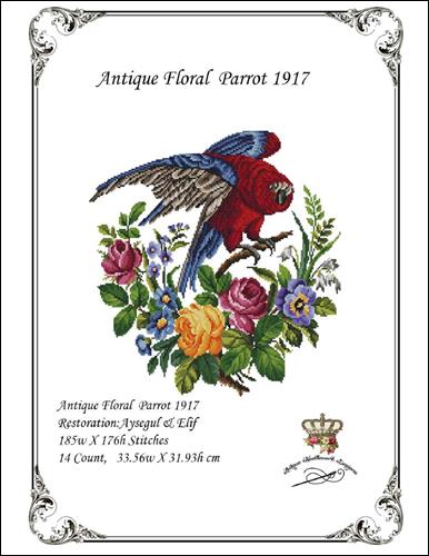 Antique Floral Parrot 1917