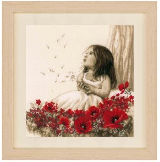 click here to view larger image of Girl in Poppy Field (counted cross stitch kit)