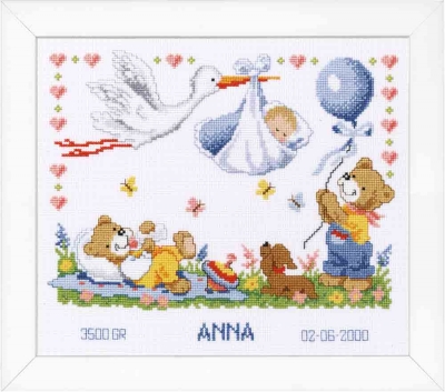 click here to view larger image of Stork Brings Baby (counted cross stitch kit)