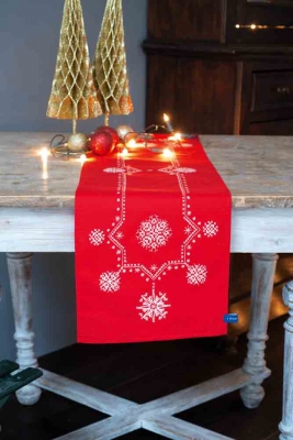 click here to view larger image of White Christmas Stars Table Runner (counted cross stitch kit)