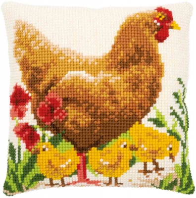 Chicken with Chicks Cushion