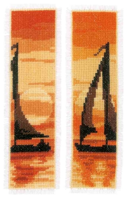 click here to view larger image of Sailing at Sunset Bookmarks (set of 2) (counted cross stitch kit)