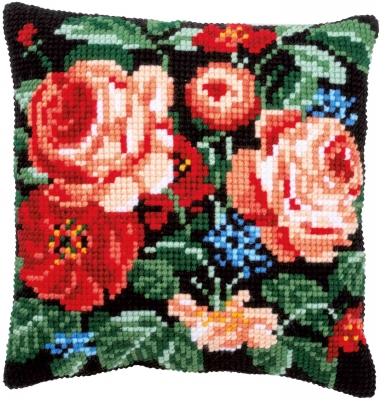 click here to view larger image of Roses Cushion (needlepoint)