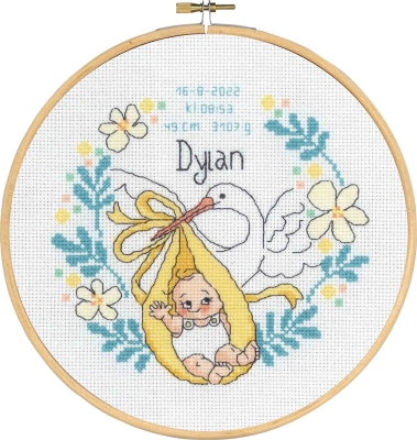 click here to view larger image of Dylan - Birth Announcement (counted cross stitch kit)